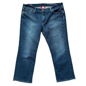 VTG Y2K Lucky Brand Sundown Straight Cuffed Crop Jeans Womens 18/34 Blue Denim